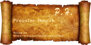Preisler Henrik névjegykártya